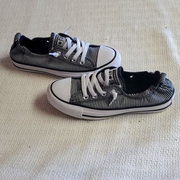 Converse All Star CTAS Shoreline Blue & White Striped Sz. 6 Slipon Sneaker - Picture 2 of 8